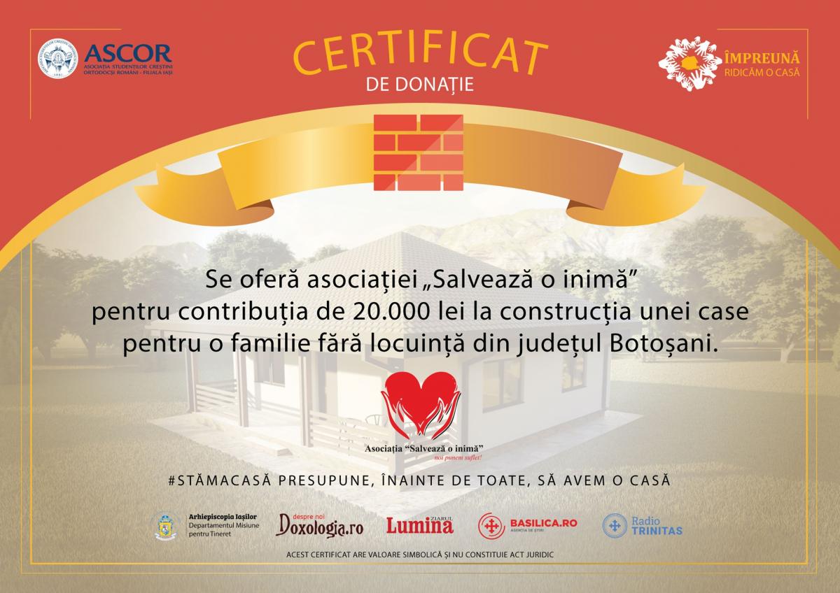 Mulțumiri Asociației Salvează O Inimă Asociația Studenților Creștini Ortodocși Romani Filiala Iași